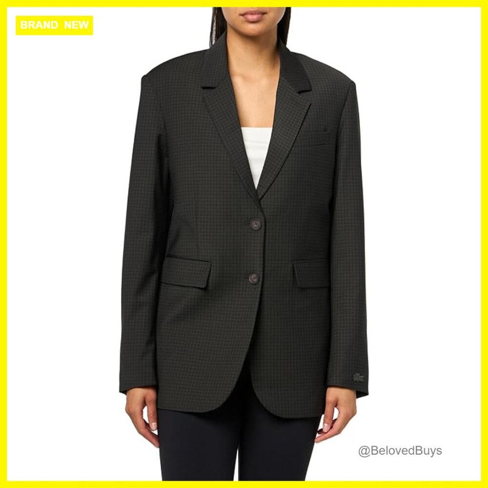 Tailored Wool Blend Blazer With Pleated Back Panel, Regular Fit
